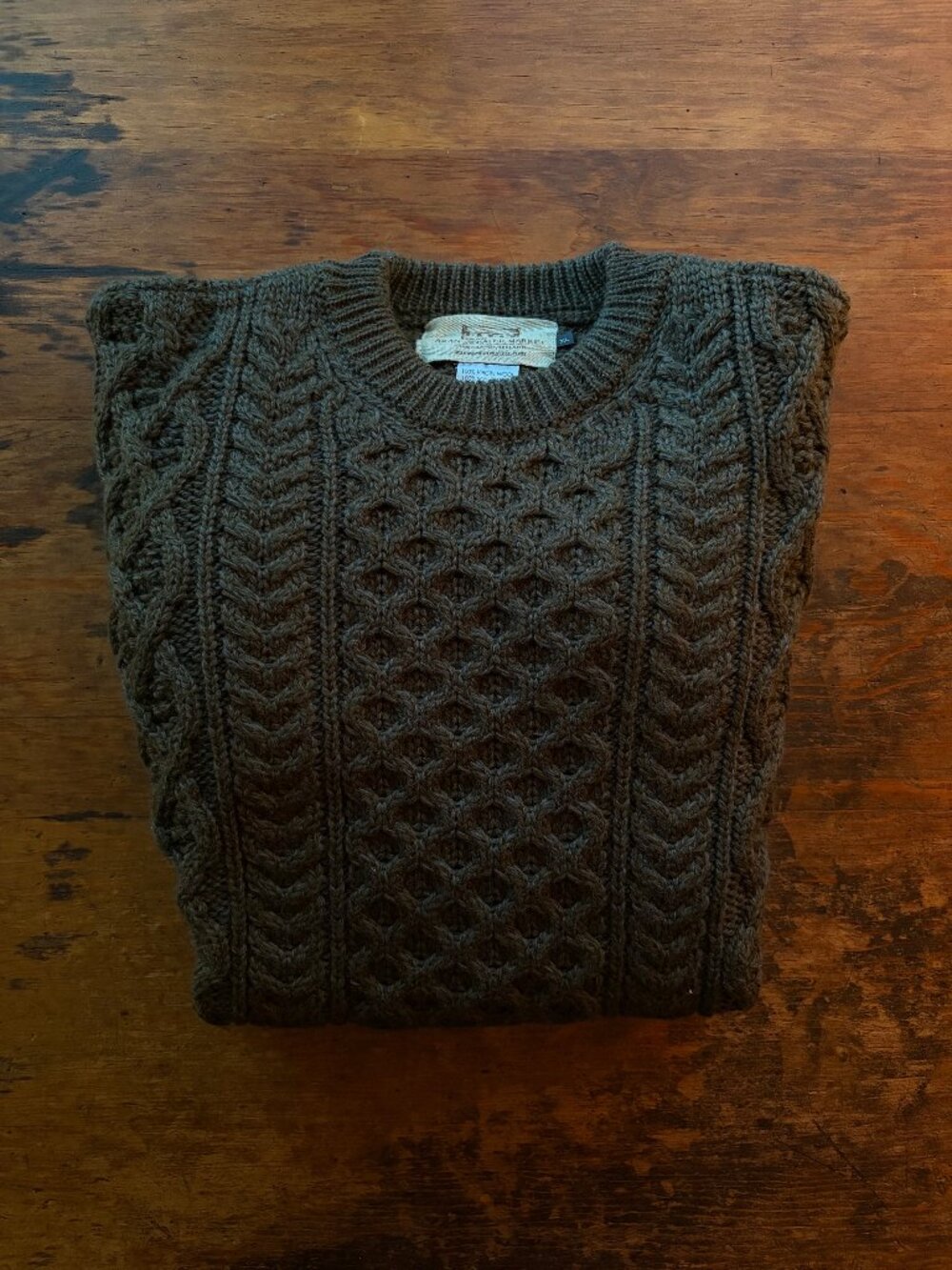 Men's Cableknit Aran Crewneck Sweater (XL)
